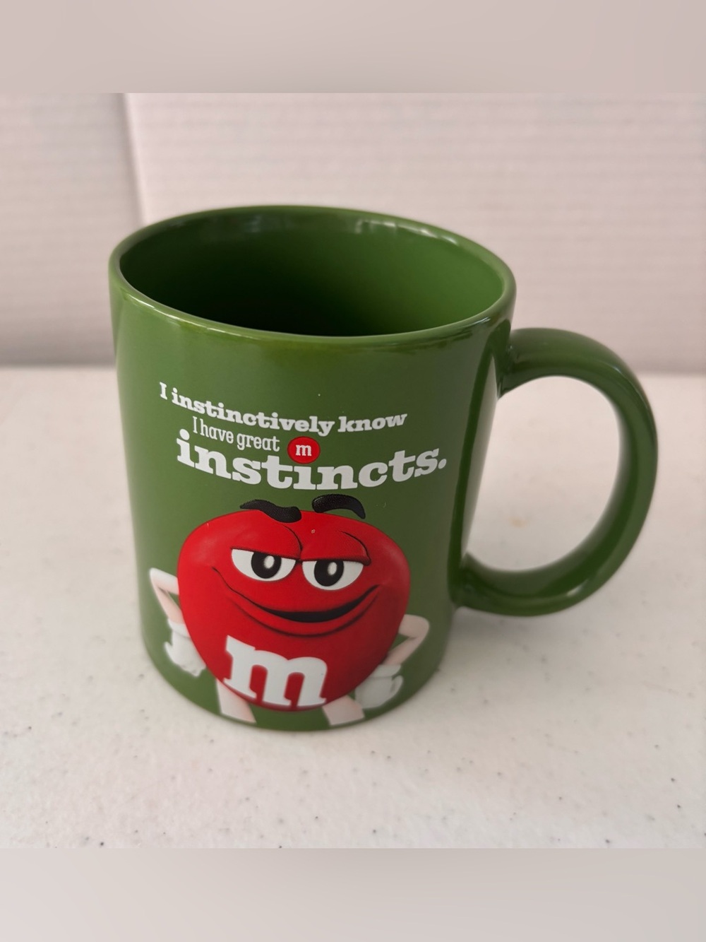 M&M'S Green Ceramic Mug with Red M&M Character Graphic